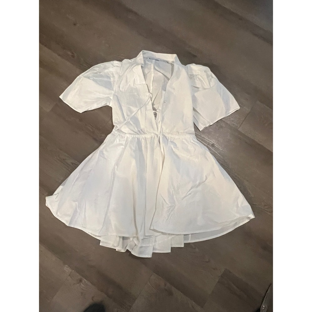 En Saison White Puff Sleeve Cut Out Back Mini Dress Small